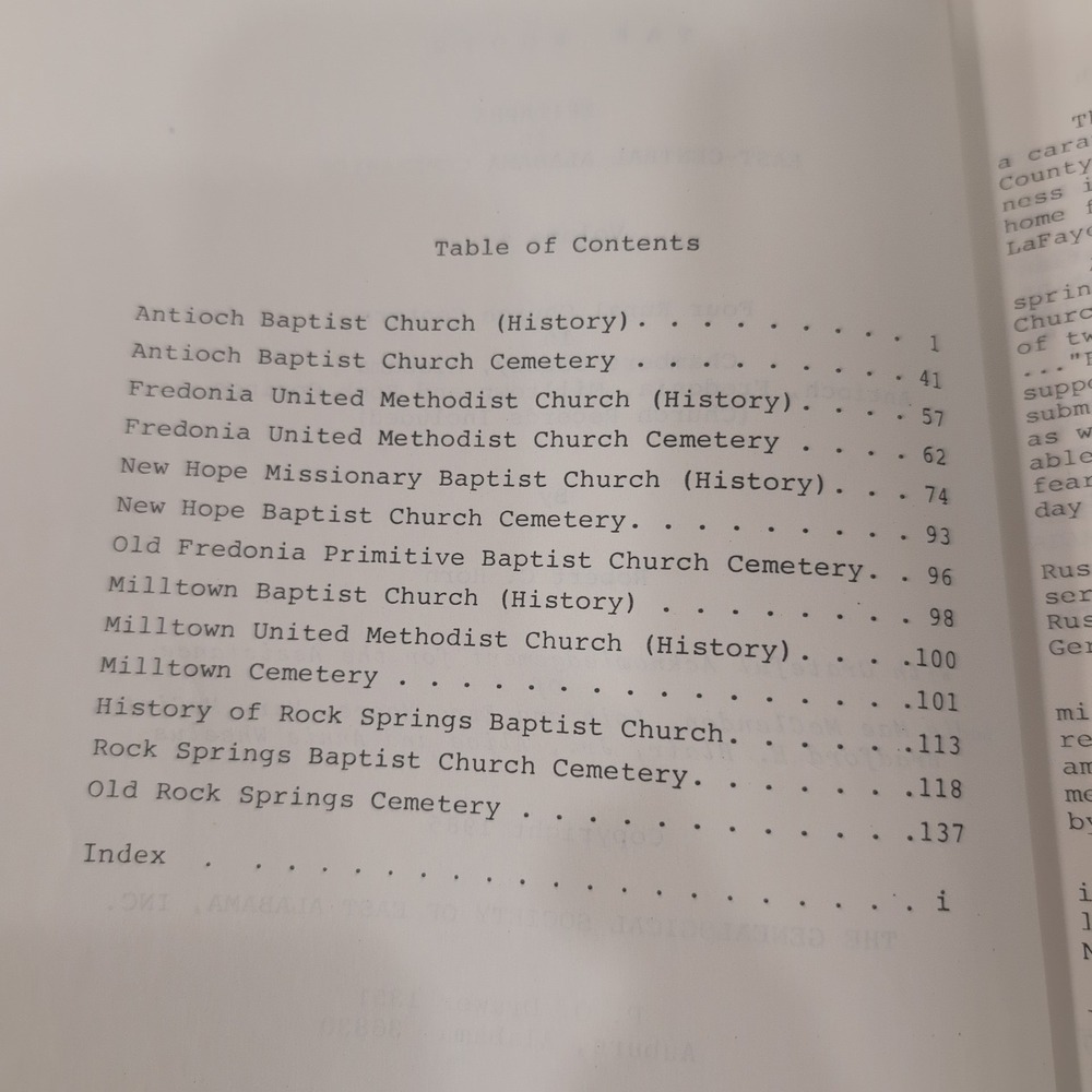 Tap Roots Vol‎ 4 Chambers County Alabama Epitaphs & Church Records 1985 - Picture 3 of 4